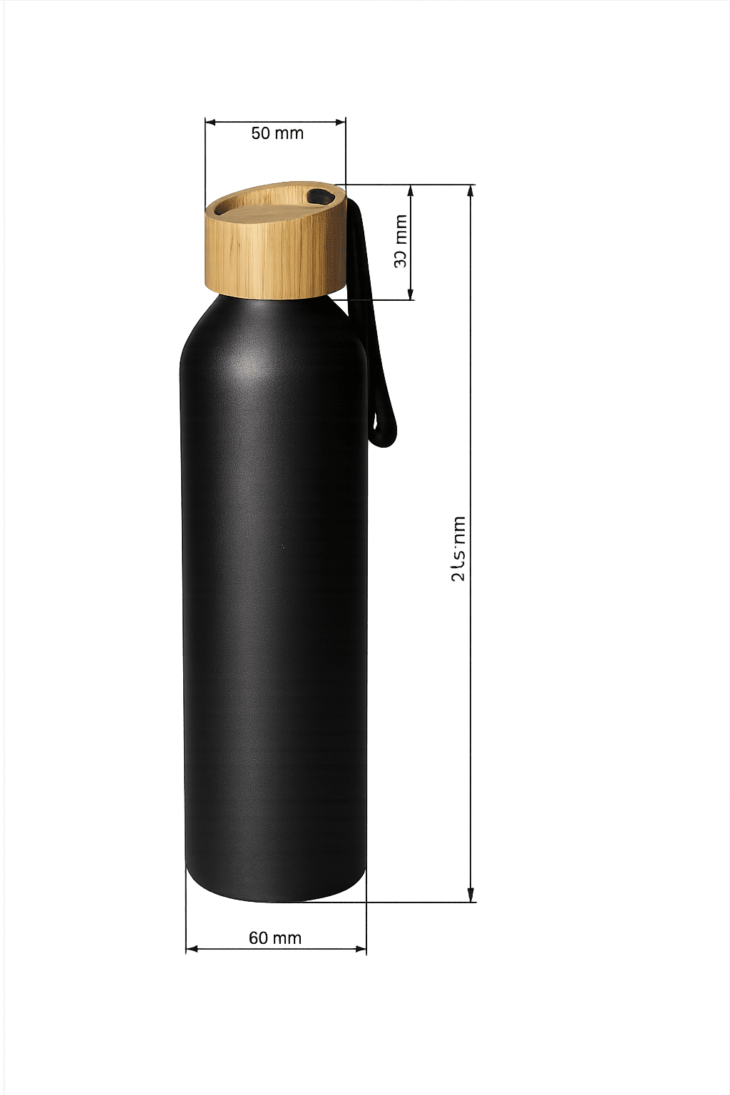 Aluminium Black Bottle With Wooden Cap