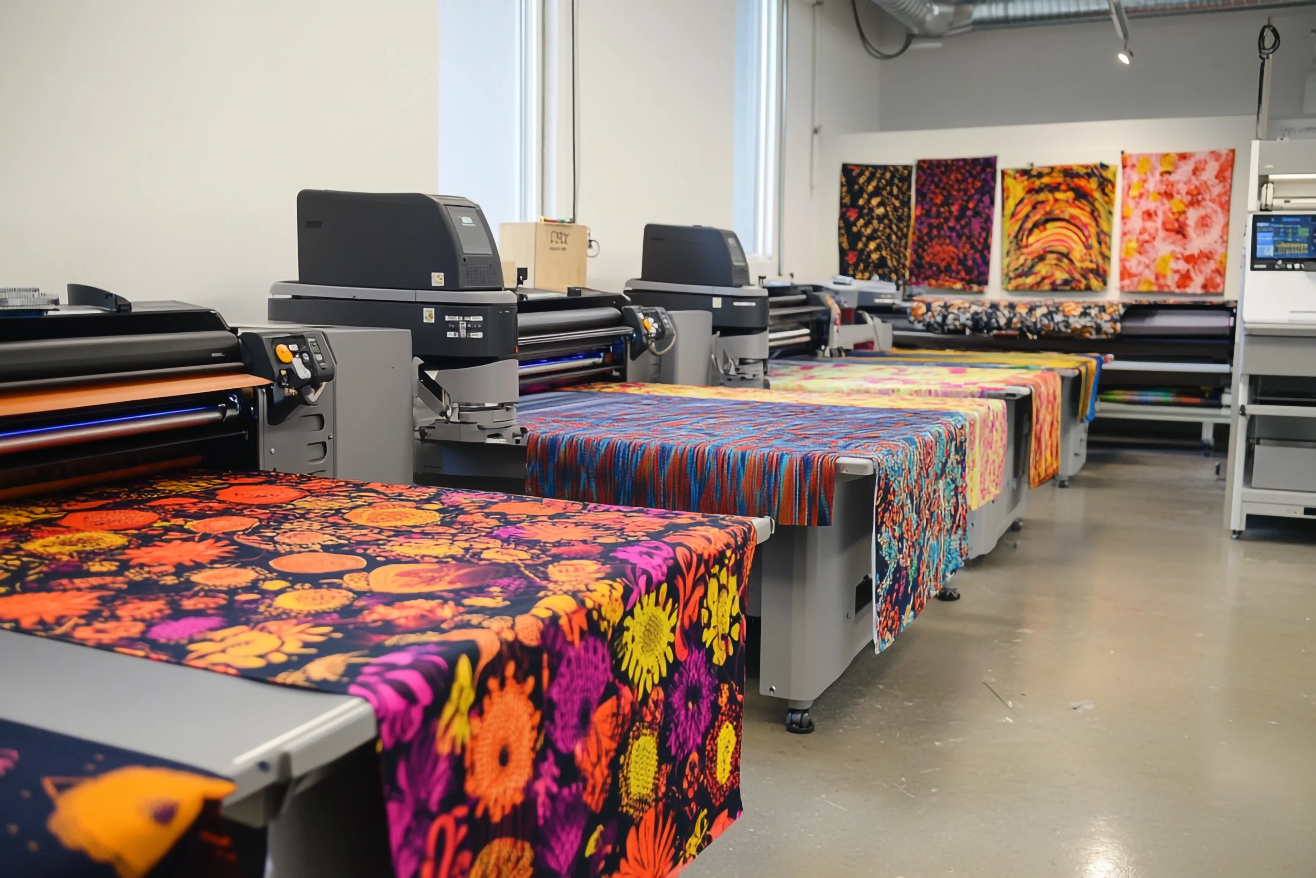 vibrant-fabric-prints-emerging-from-large-format-printers-design-studio-colorful-textiles-textile-printing-digital-printing